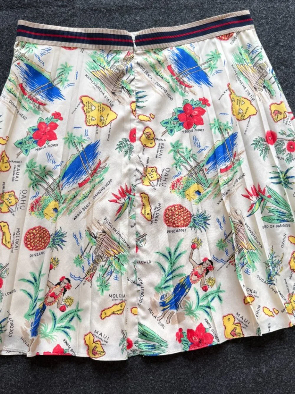 J.Crew Hawaiian Island Map Tropical Pleated Skirt Size 14